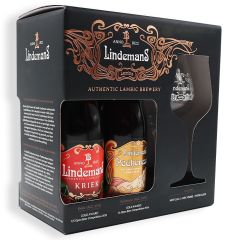 Lindemans Geschenkverpakking 4x25cl + kristallen glas