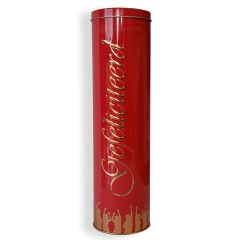 Rode blikkoker met de tekst "Gefeliciteerd"