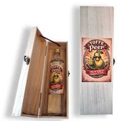 Toffe Peer Likeur 70cl in wijnkistje als geschenkverpakking