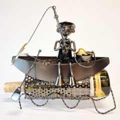 Wijnfleshouder - Visser in een Roeibootje