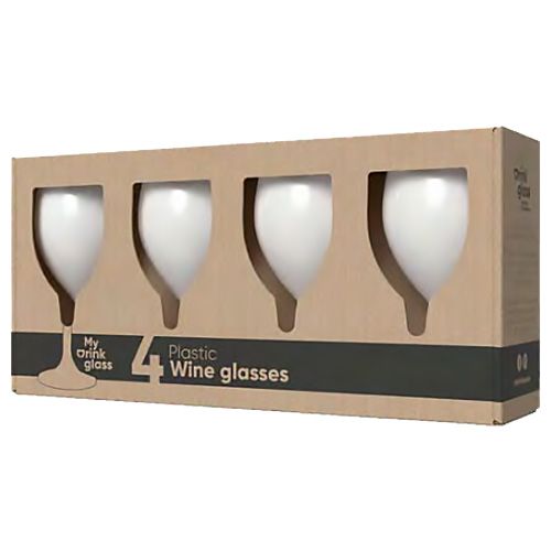 4 stuks Kunststof Wijnglas Wit 350ml