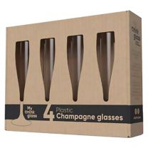 4 stuks Kunststof Champagne flute glazen 19cl