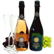Wijnbox Bubbels Ponte Villoni 2x75cl + Flutes