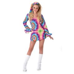 Neon tie-dye jurk